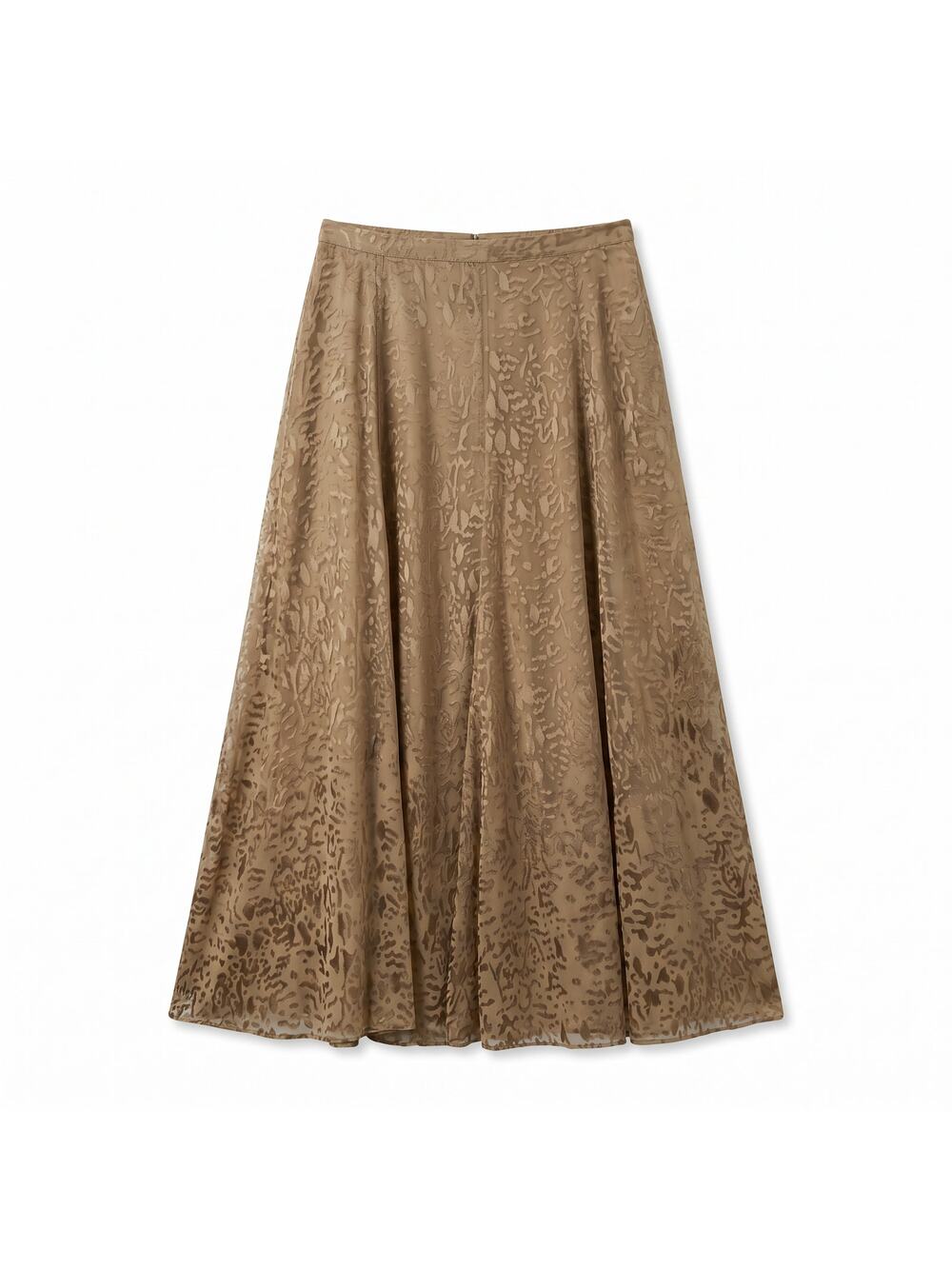 Soft Surroundings Gold Burnout Silk Maxi Skirt | Size L | Animal Print